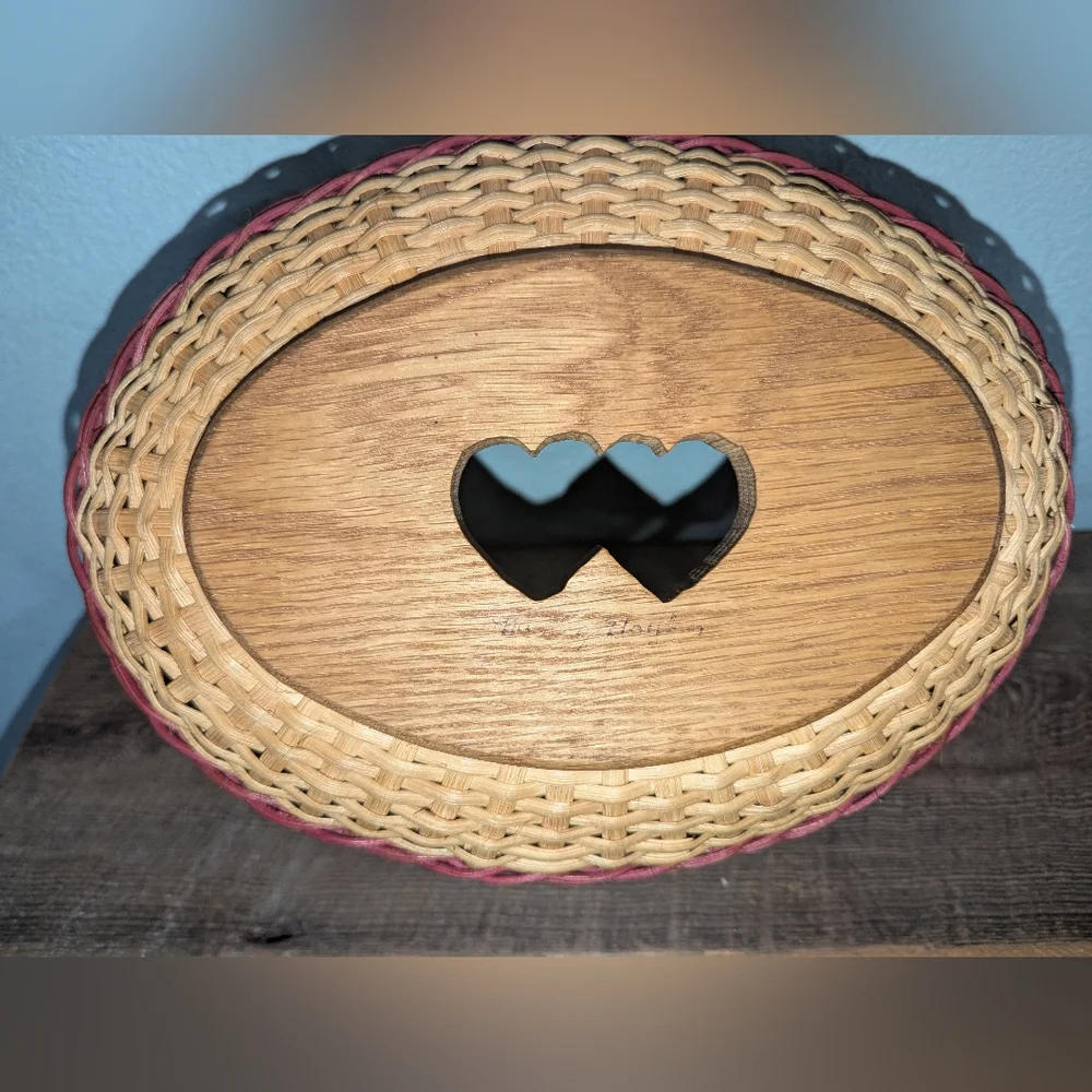 Handcrafted Oval‎ Woven Basket with Ceramic Floral Accent Handles